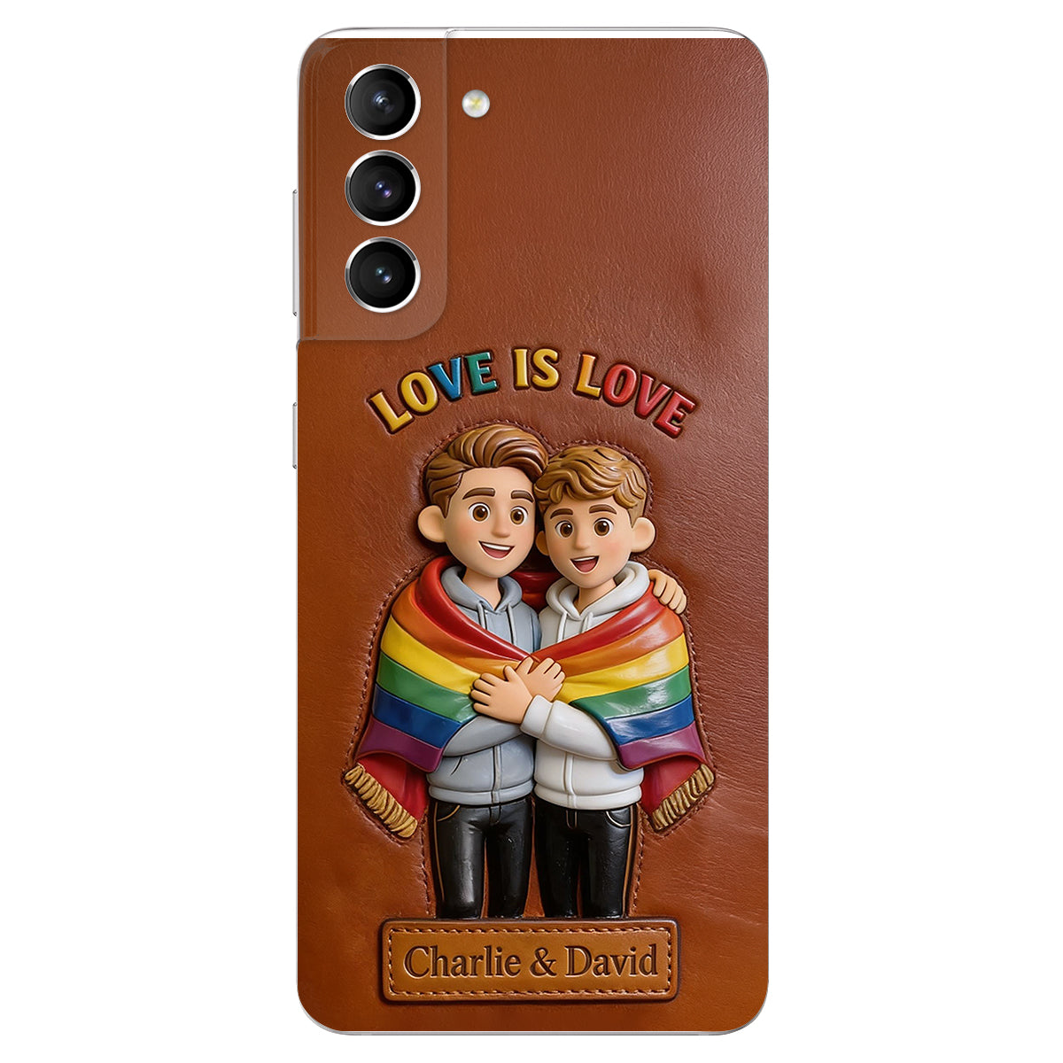 L'amour est l'amour - Coque de téléphone en cuir embossé 3D personnalisée LGBT