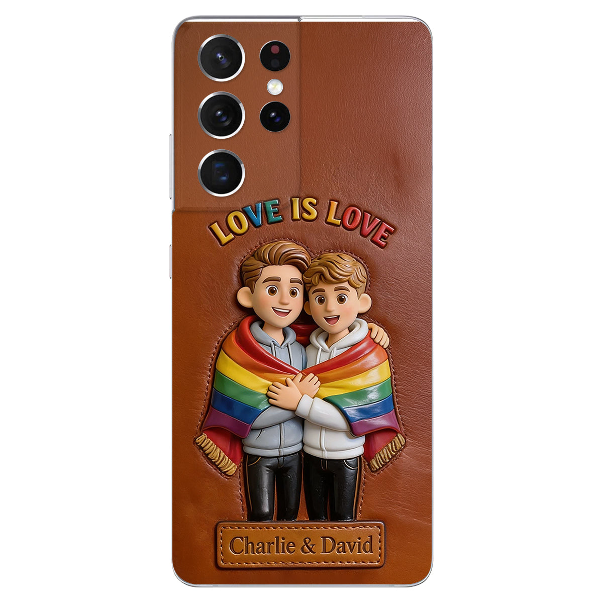 L'amour est l'amour - Coque de téléphone en cuir embossé 3D personnalisée LGBT