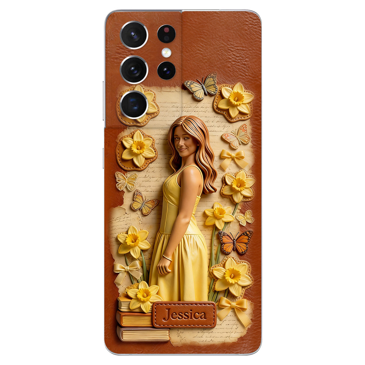 Custom Any Photo Unique Birth Flower - Personalized Self Love Leather Phone Case