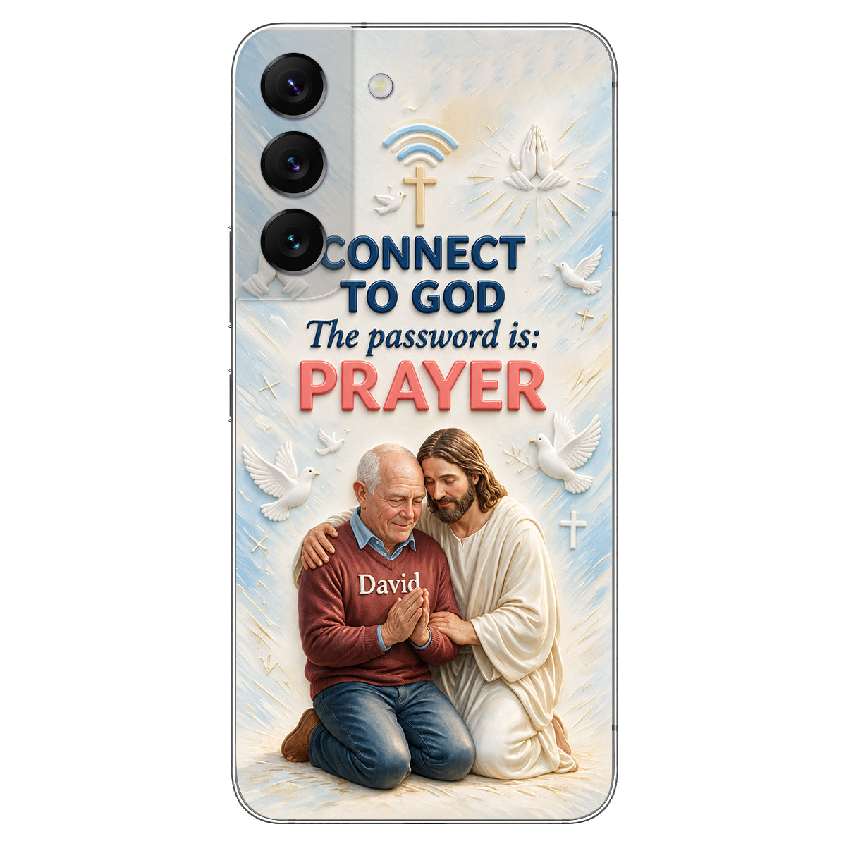 Connect To God - Personalized Christian 3D Embossed Leather Phone Case