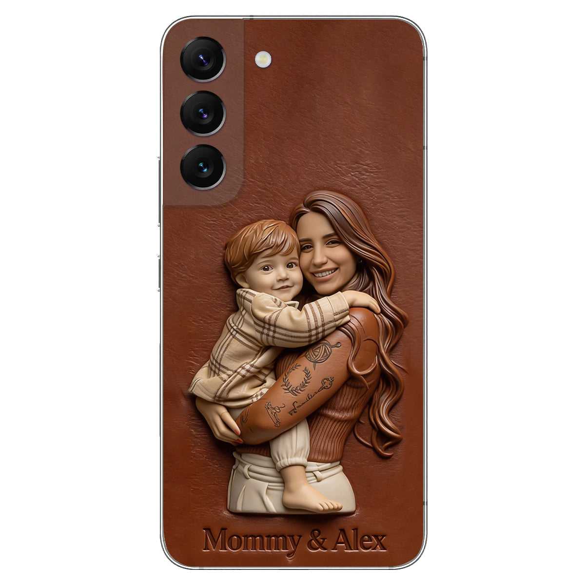 Étui de téléphone en cuir personnalisé avec photo pour maman ou grand-mère
