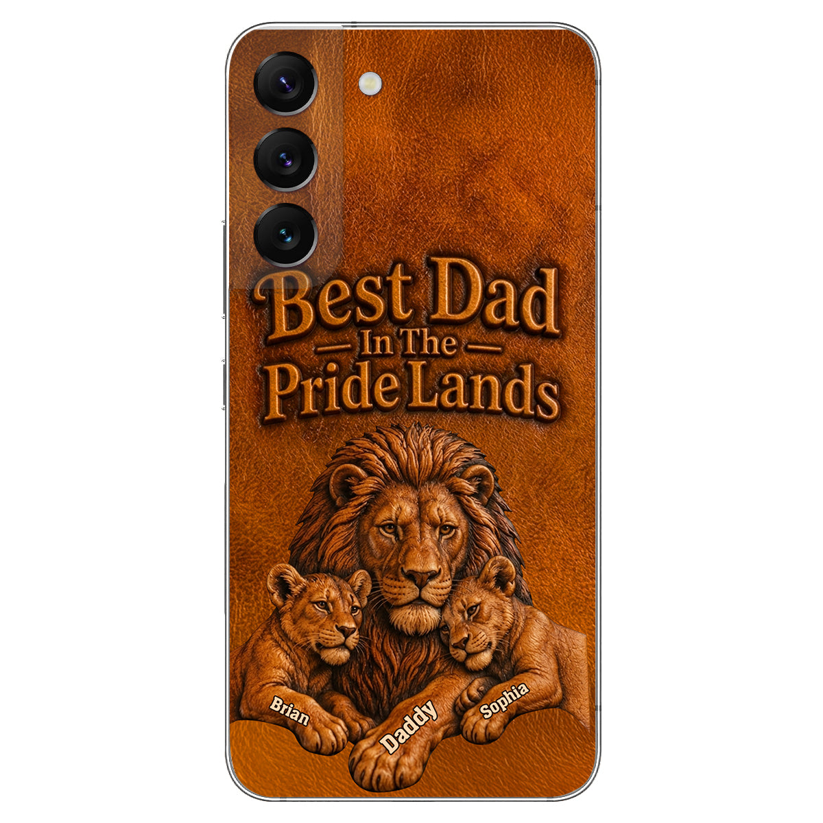 Papa Lion - Personalized Father 3D Embossed Leather Phone Case