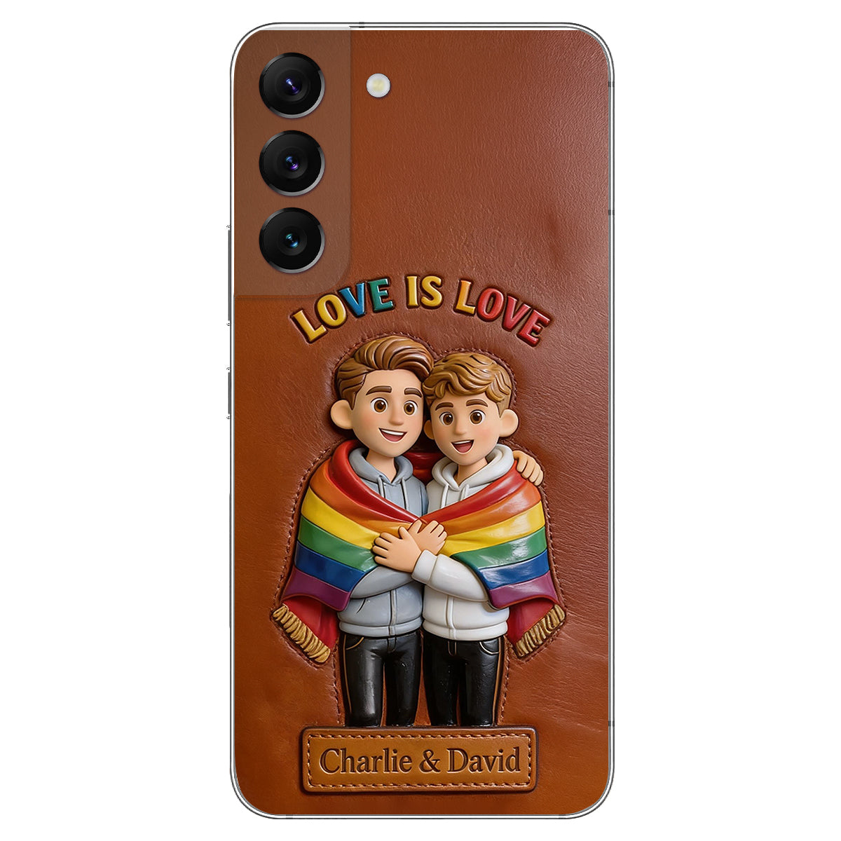 L'amour est l'amour - Coque de téléphone en cuir embossé 3D personnalisée LGBT