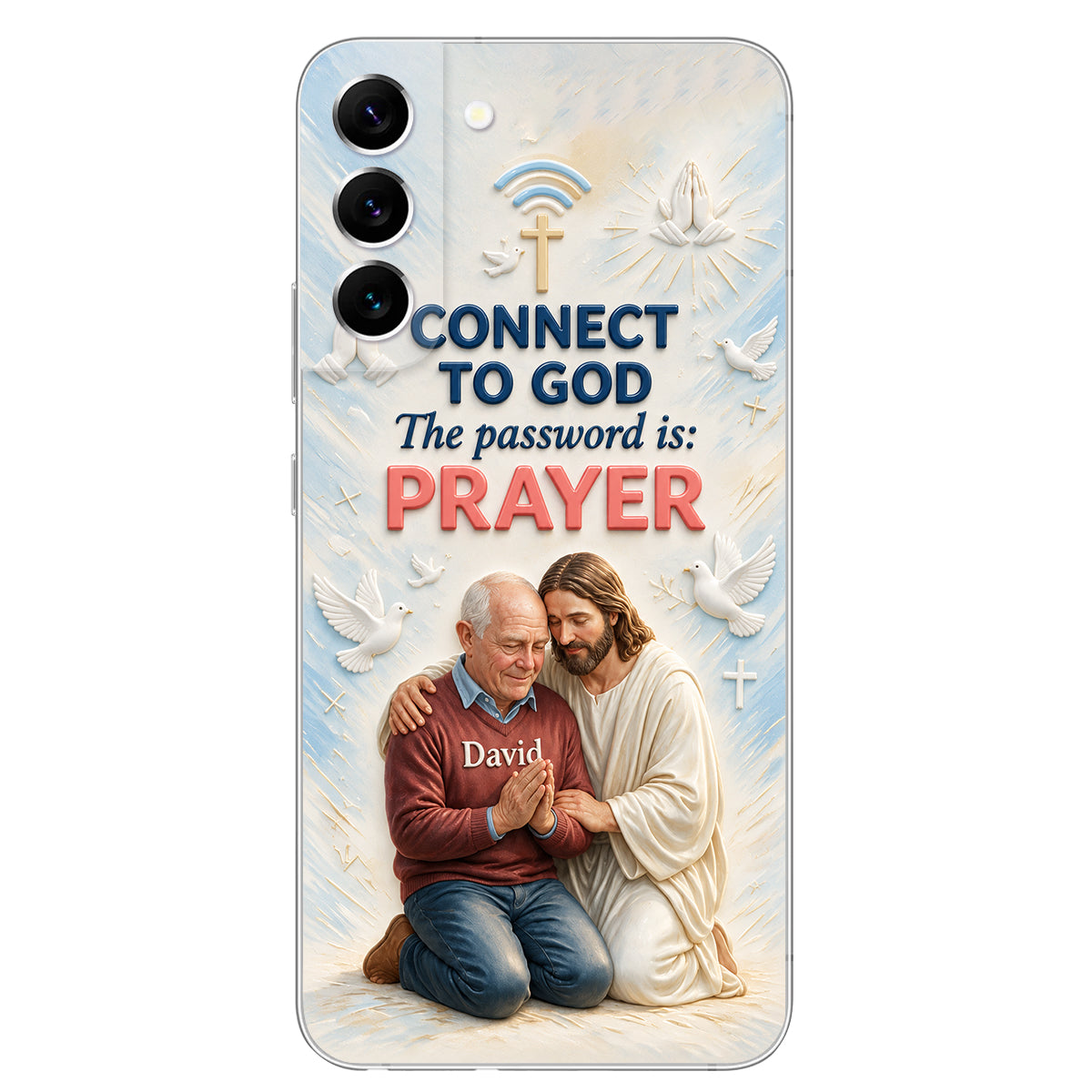 Connect To God - Personalized Christian 3D Embossed Leather Phone Case