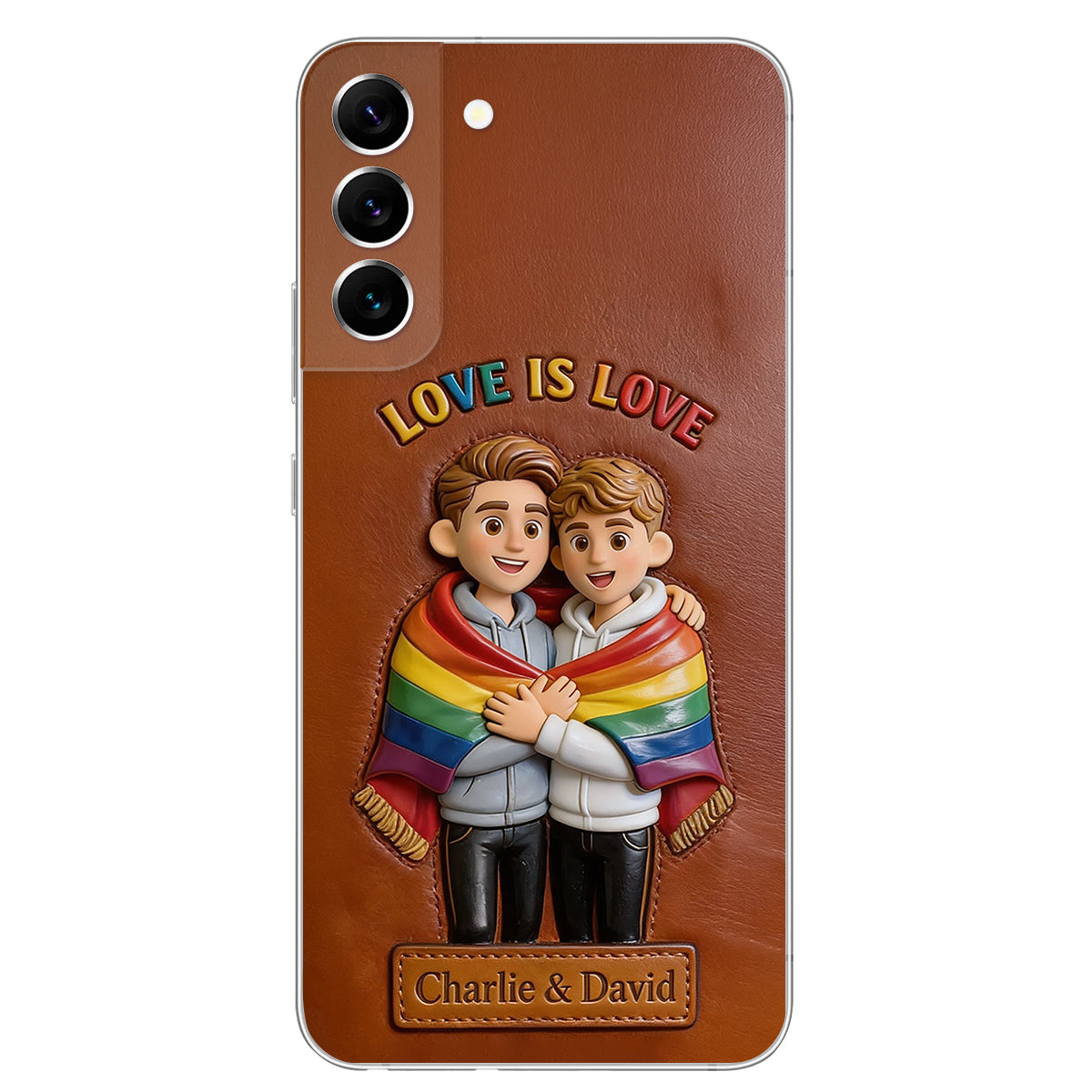 L'amour est l'amour - Coque de téléphone en cuir embossé 3D personnalisée LGBT