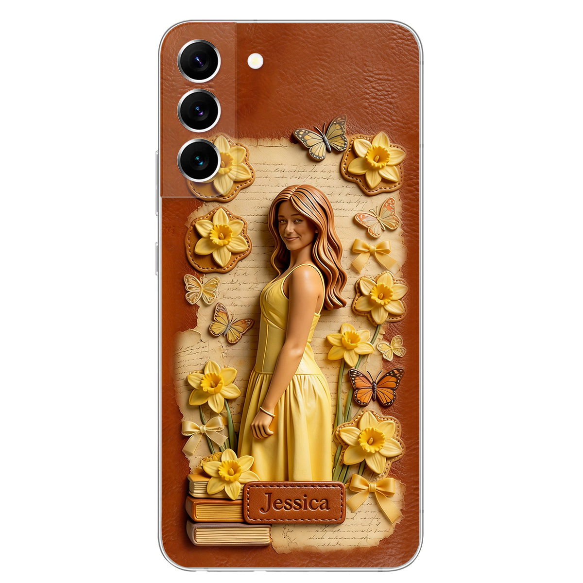 Custom Any Photo Unique Birth Flower - Personalized Self Love Leather Phone Case