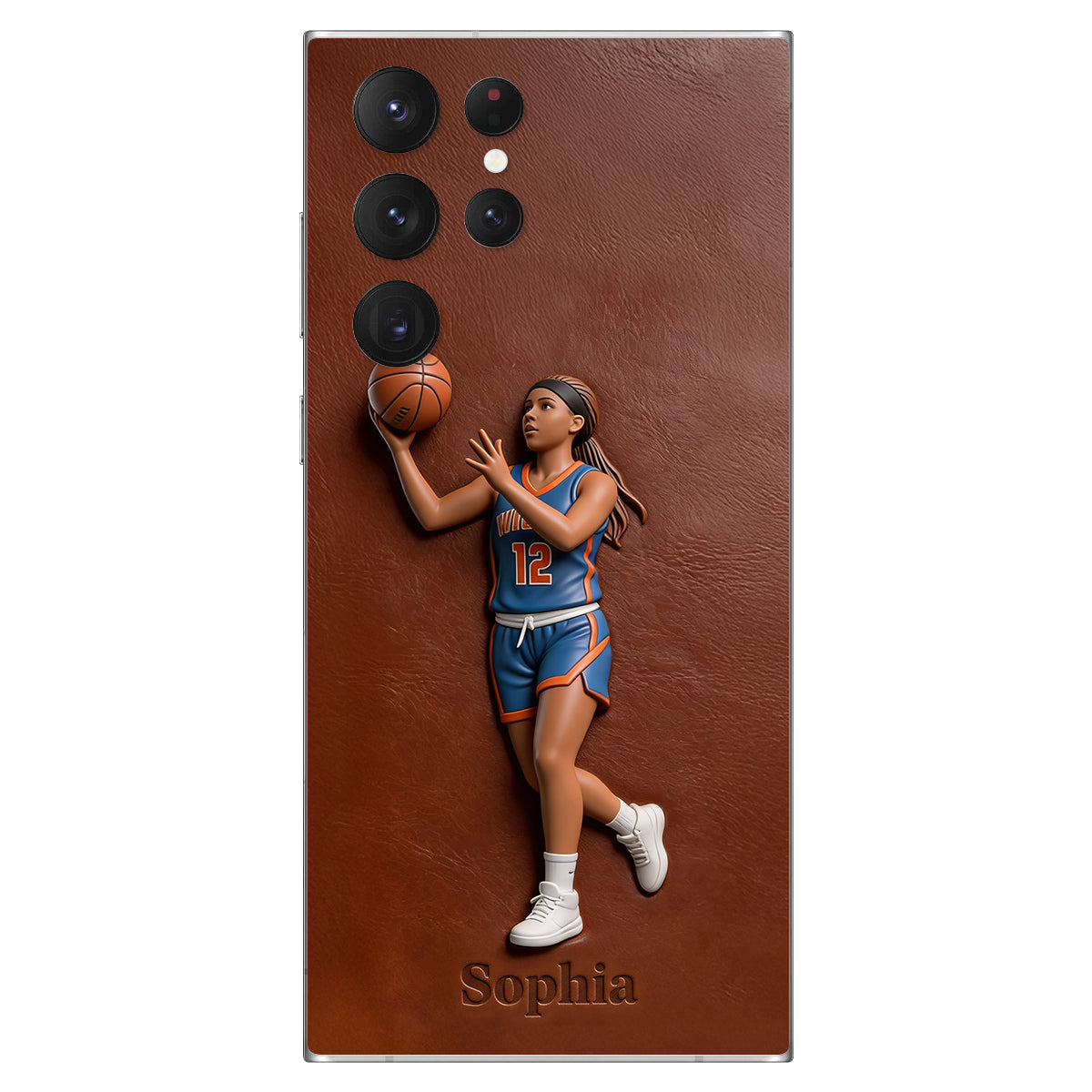 Liebe zum Basketball – Personalisierte Basketball-Handyhülle aus Leder