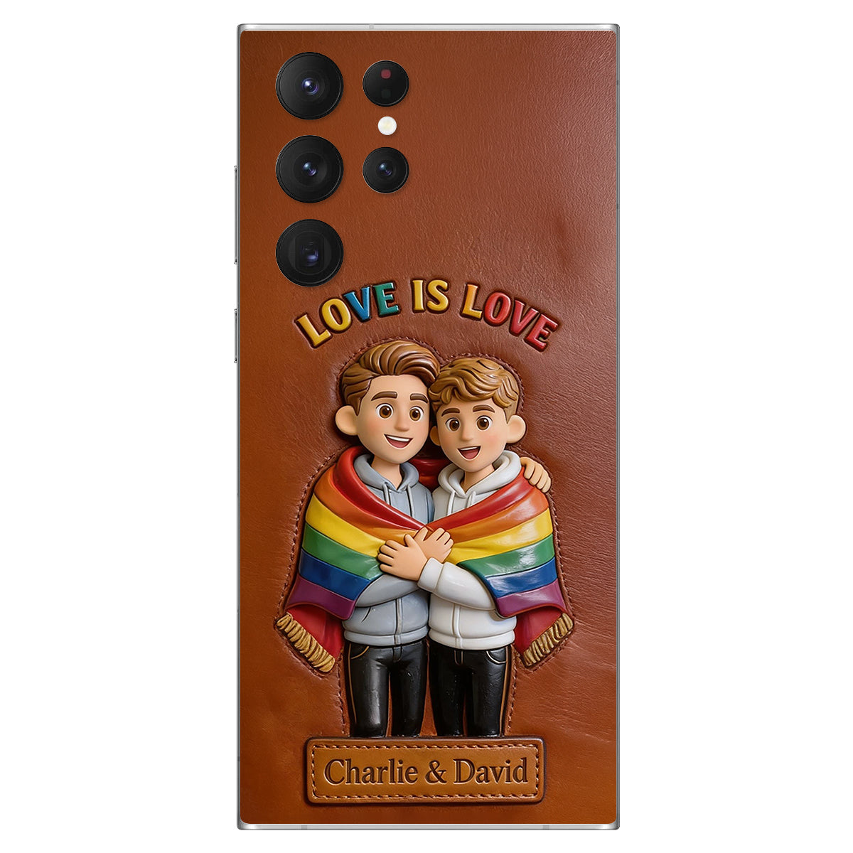 L'amour est l'amour - Coque de téléphone en cuir embossé 3D personnalisée LGBT