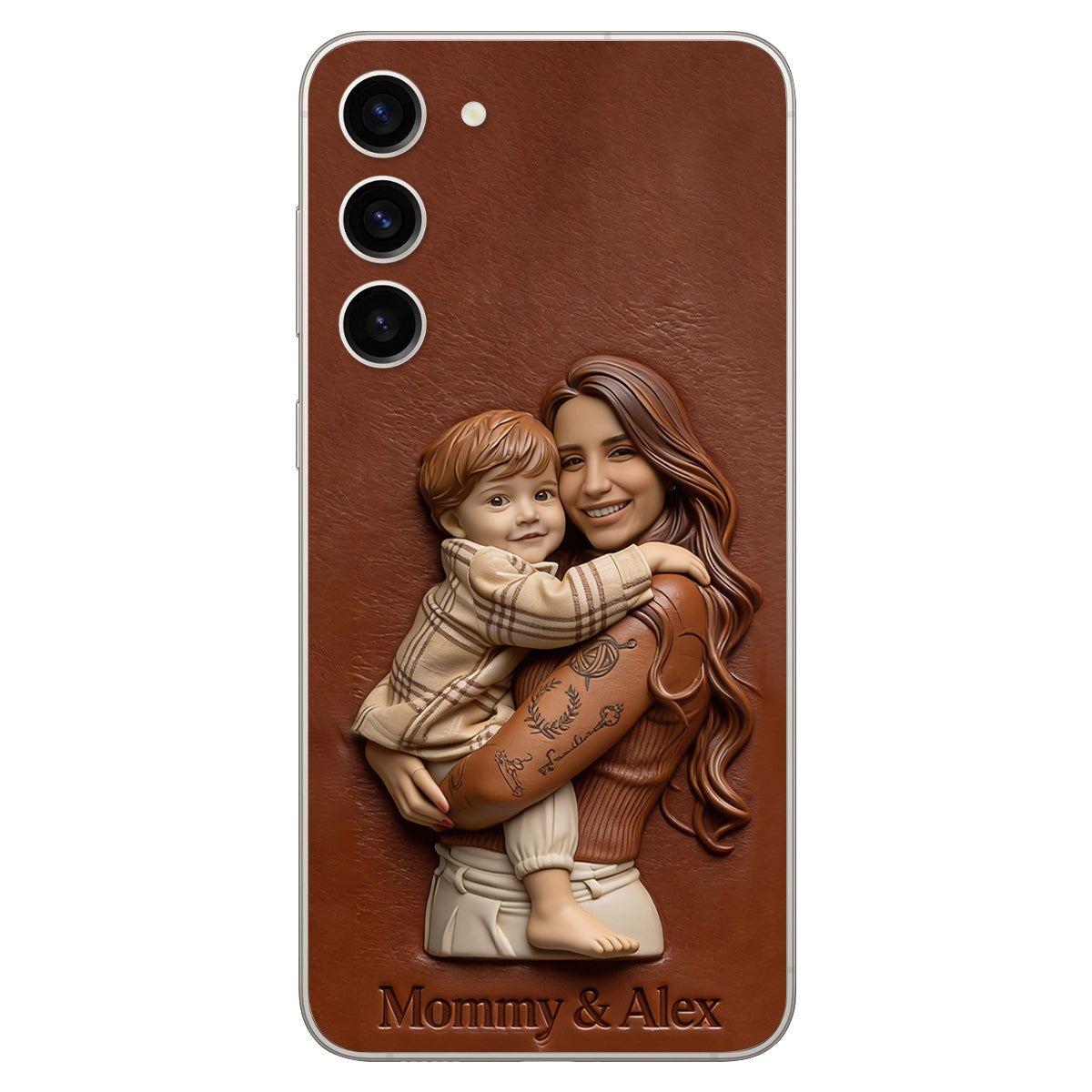 Étui de téléphone en cuir personnalisé avec photo pour maman ou grand-mère