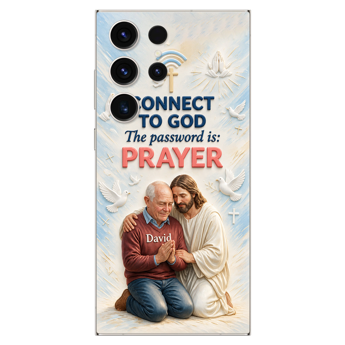 Connect To God - Personalized Christian 3D Embossed Leather Phone Case