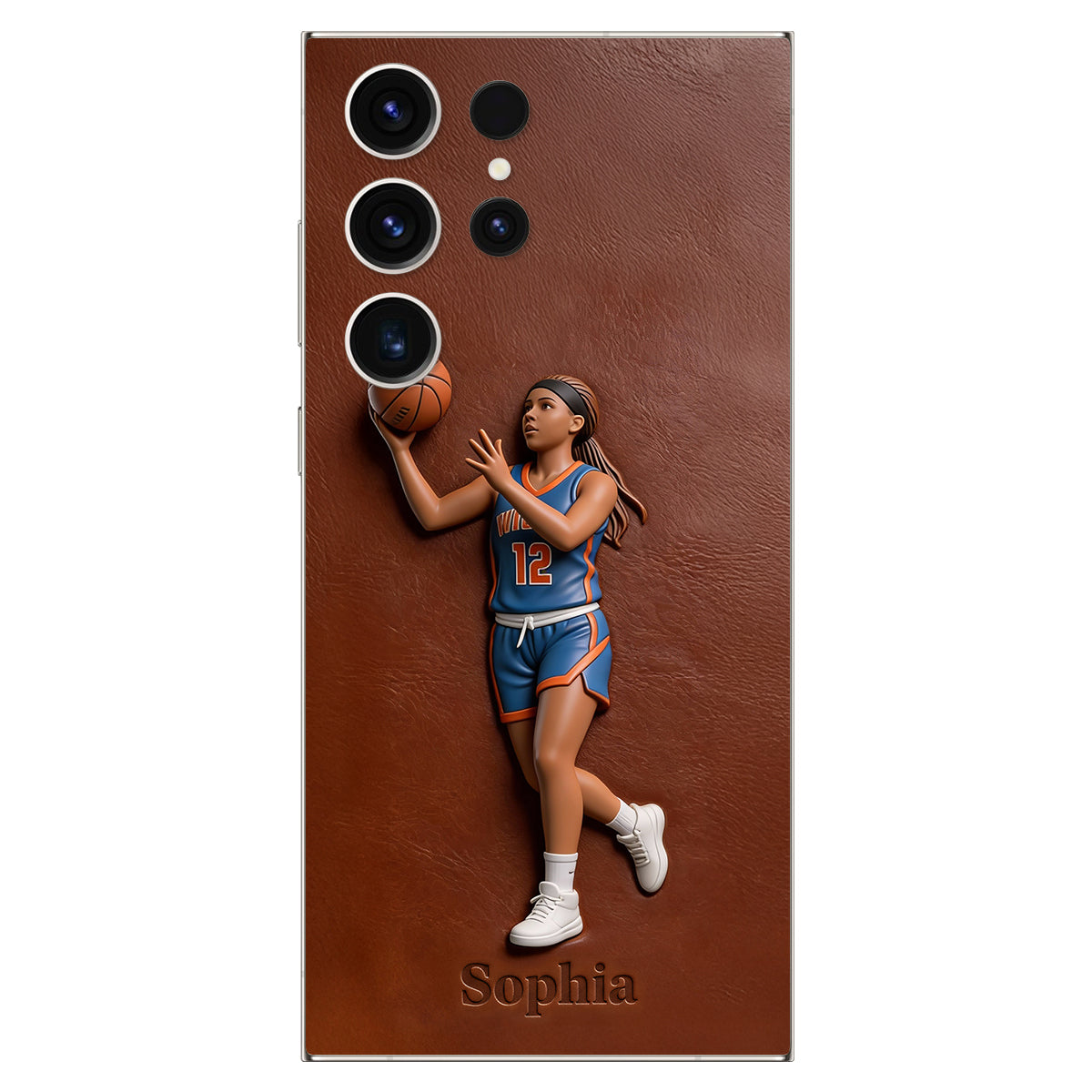 Liebe zum Basketball – Personalisierte Basketball-Handyhülle aus Leder