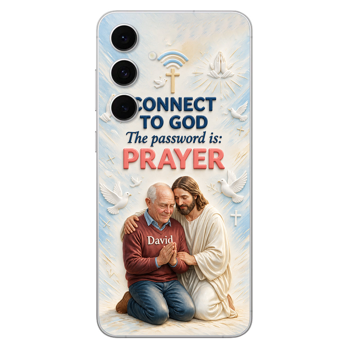 Connect To God - Personalized Christian 3D Embossed Leather Phone Case
