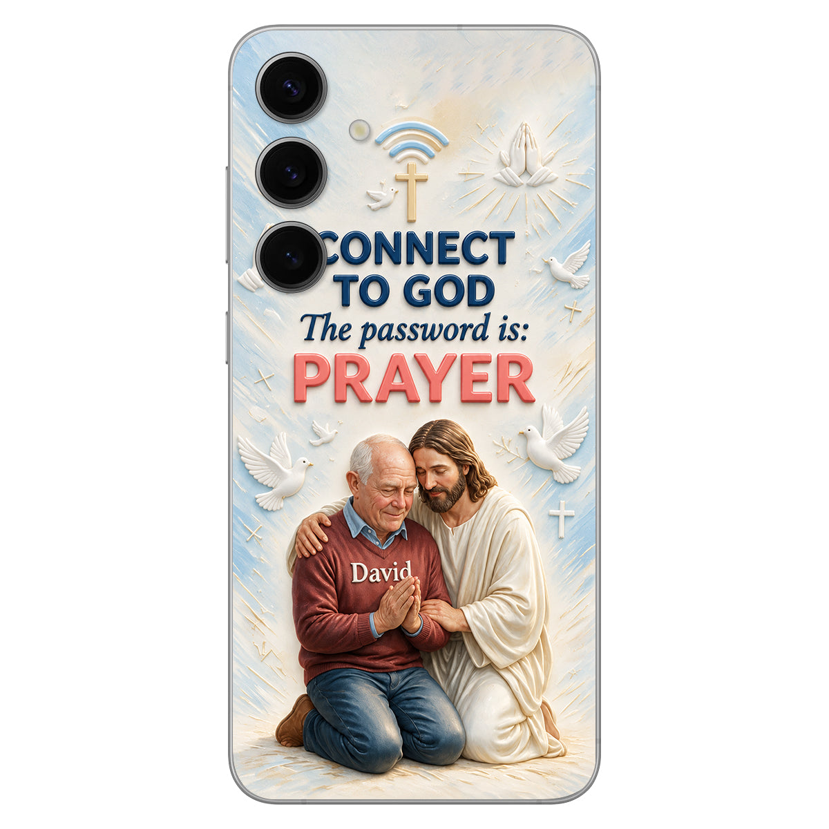 Connect To God - Personalized Christian 3D Embossed Leather Phone Case
