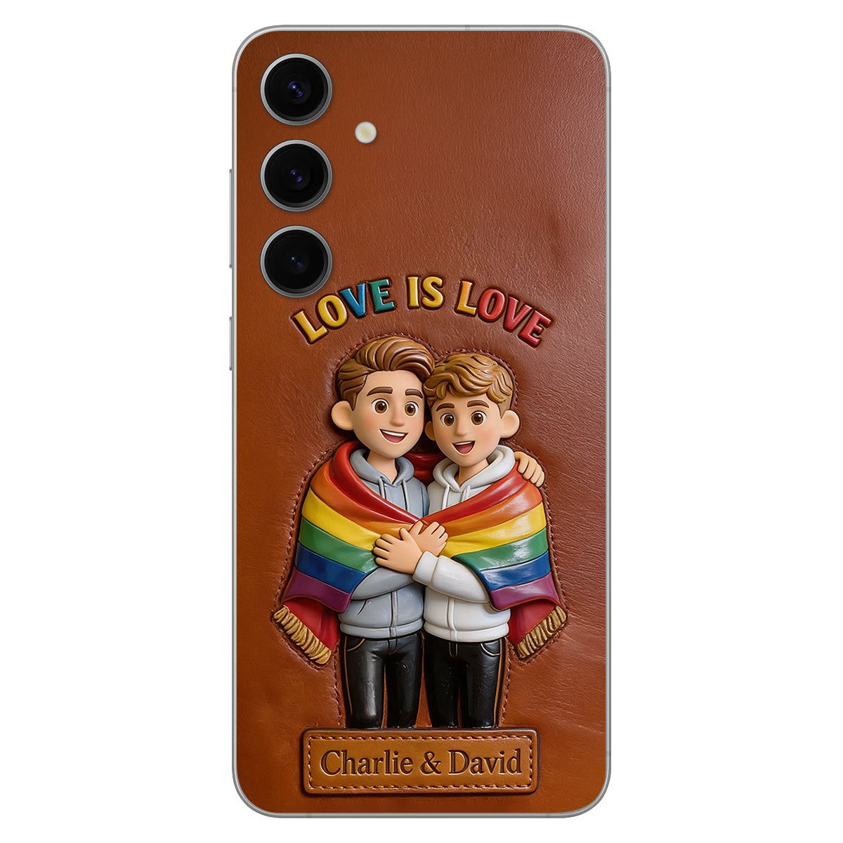 L'amour est l'amour - Coque de téléphone en cuir embossé 3D personnalisée LGBT