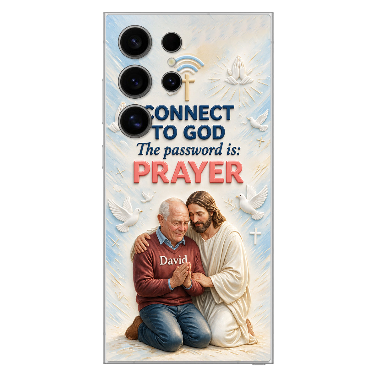 Connect To God - Personalized Christian 3D Embossed Leather Phone Case