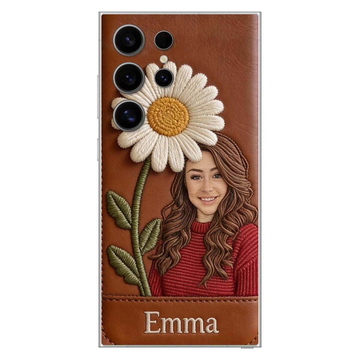 Custom Any Photo Birthmonth Flower - Personalized Self Love Leather Phone Case
