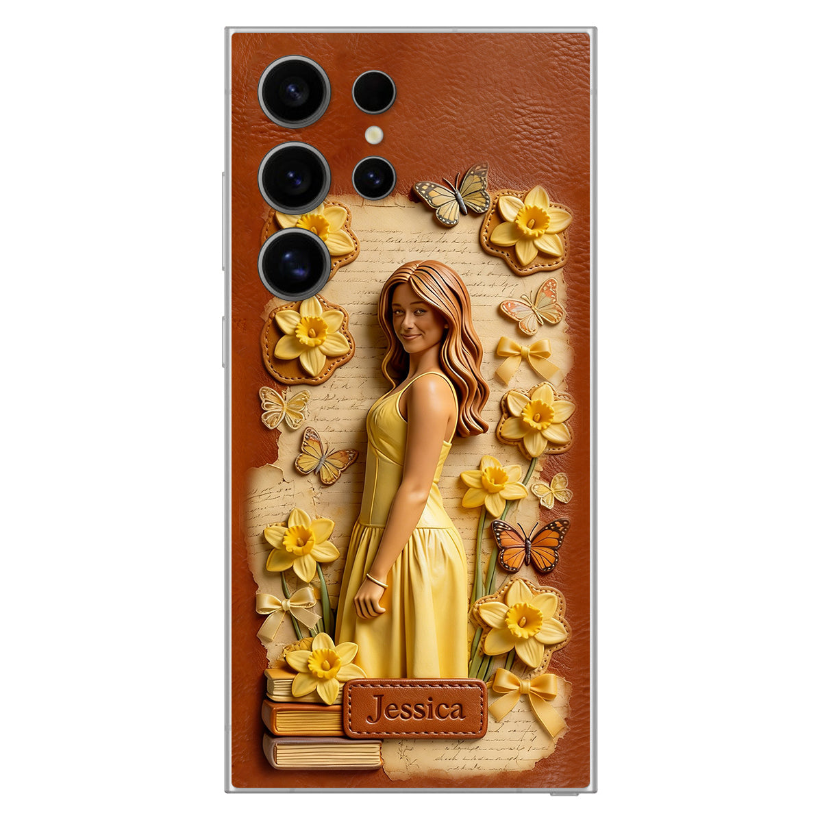 Custom Any Photo Unique Birth Flower - Personalized Self Love Leather Phone Case