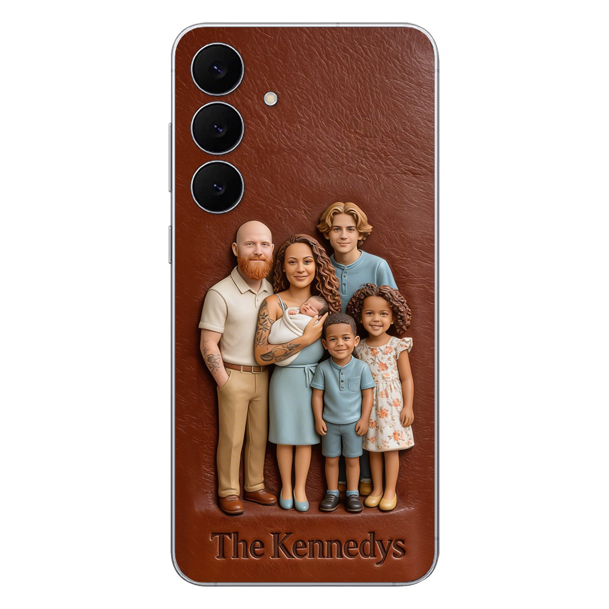 Étui de téléphone en cuir personnalisé avec n'importe quelle photo - Étui de téléphone familial personnalisé