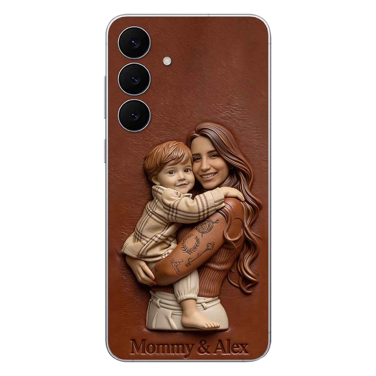Étui de téléphone en cuir personnalisé avec photo pour maman ou grand-mère