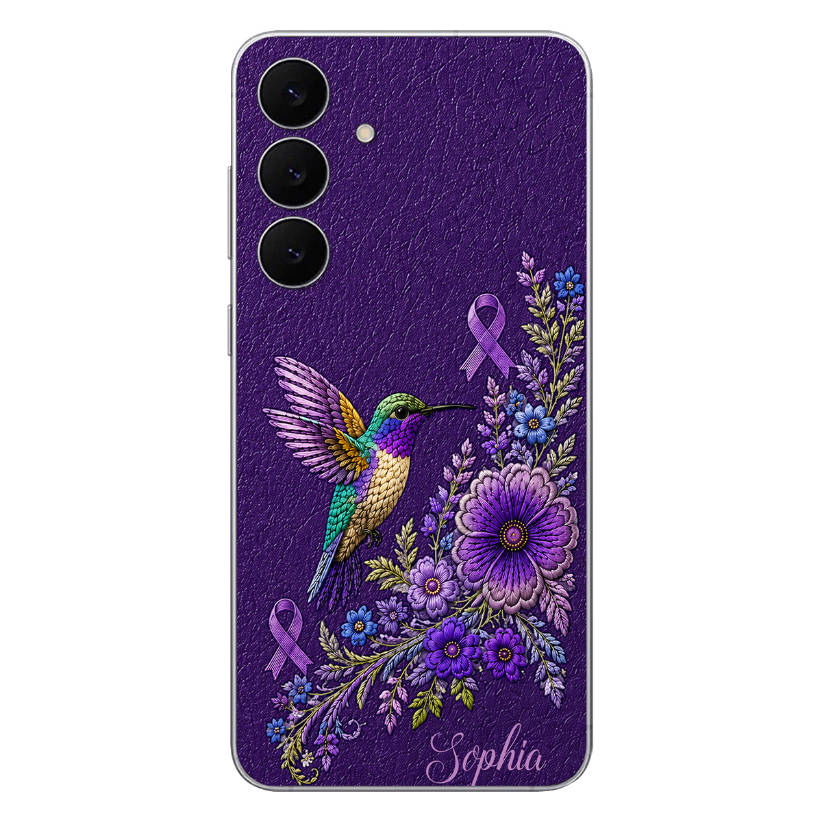 Purple Awareness – Personalized Alzheimer Awareness 3D Embossed Leather Phone Case