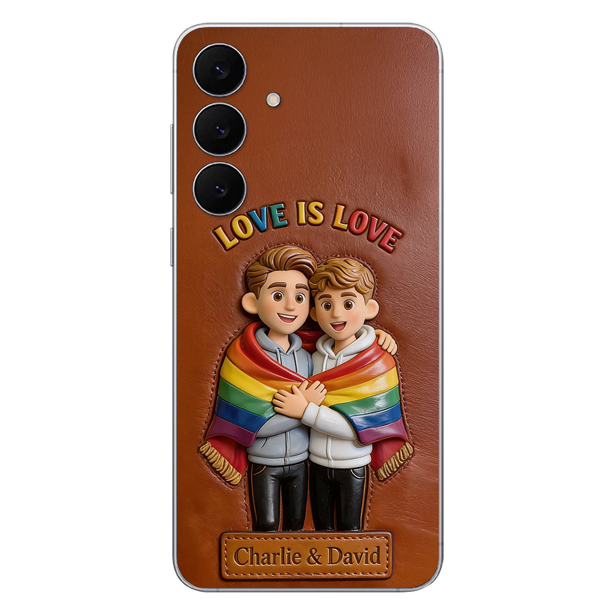 L'amour est l'amour - Coque de téléphone en cuir embossé 3D personnalisée LGBT