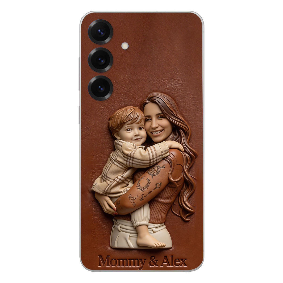 Étui de téléphone en cuir personnalisé avec photo pour maman ou grand-mère