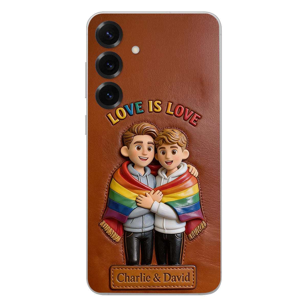 L'amour est l'amour - Coque de téléphone en cuir embossé 3D personnalisée LGBT