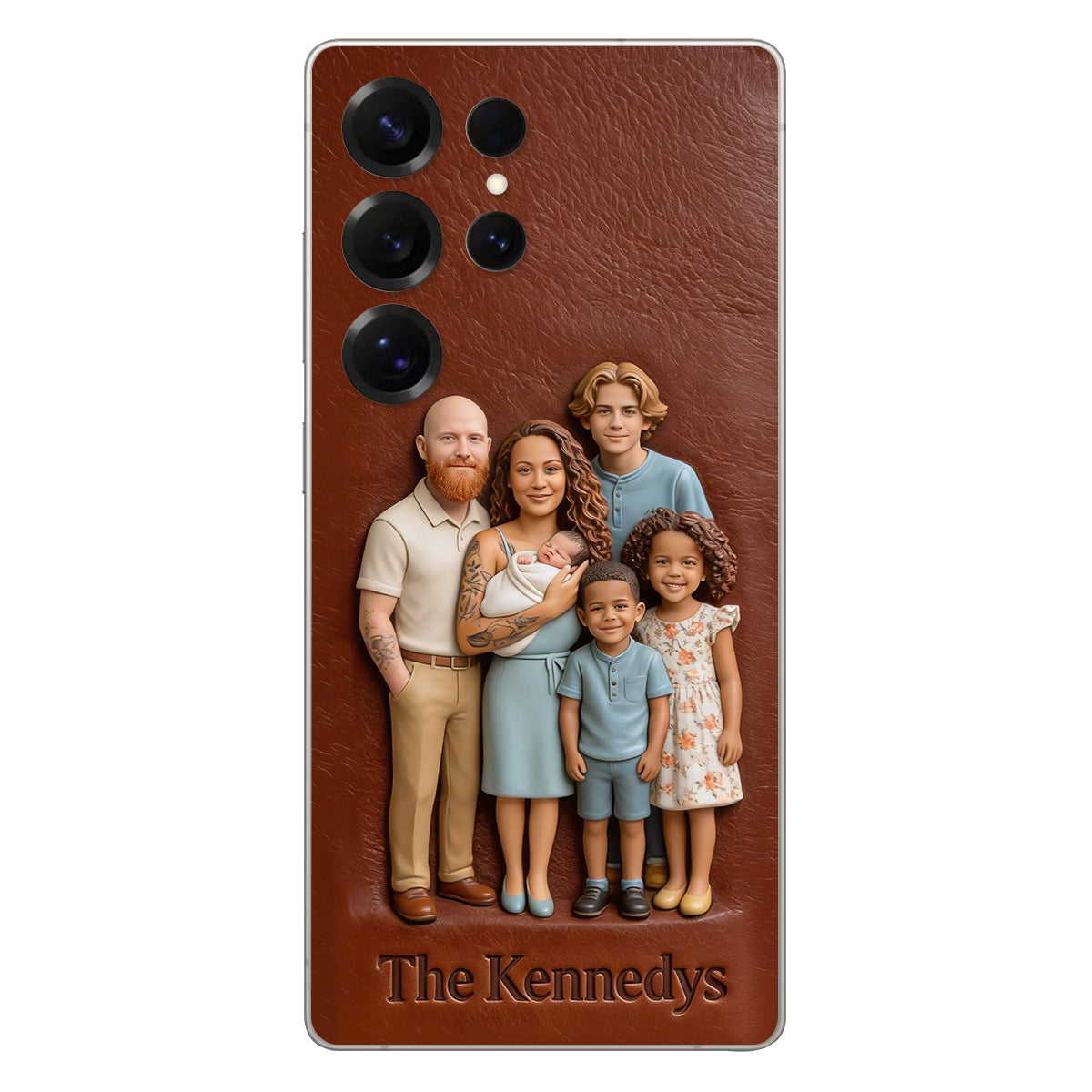 Étui de téléphone en cuir personnalisé avec n'importe quelle photo - Étui de téléphone familial personnalisé