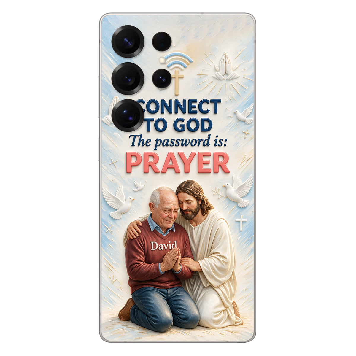 Connect To God - Personalized Christian 3D Embossed Leather Phone Case