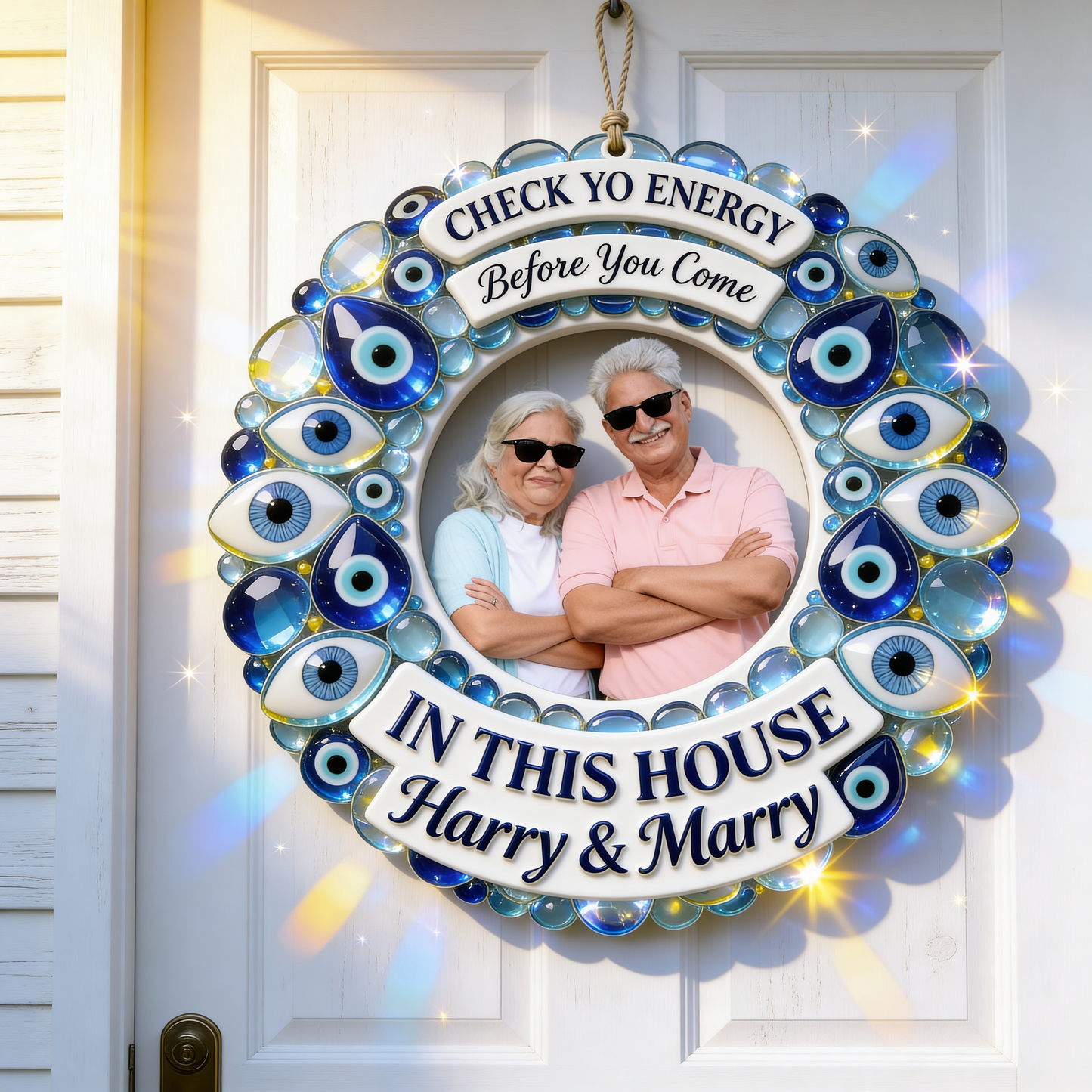 Check Yo Energy, Evil Eyes - Personalized Family Acrylic Sign