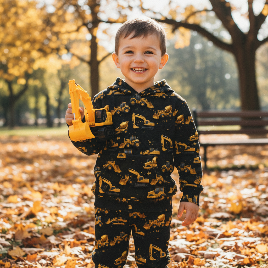 Construction Truck - Personalized Kid Kid Hoodie & Kid Jogger Sweatpants