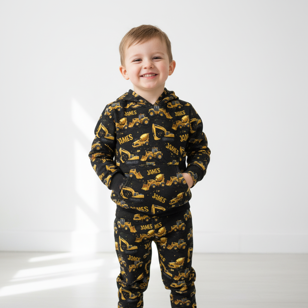 Construction Truck - Personalized Kid Kid Hoodie & Kid Jogger Sweatpants