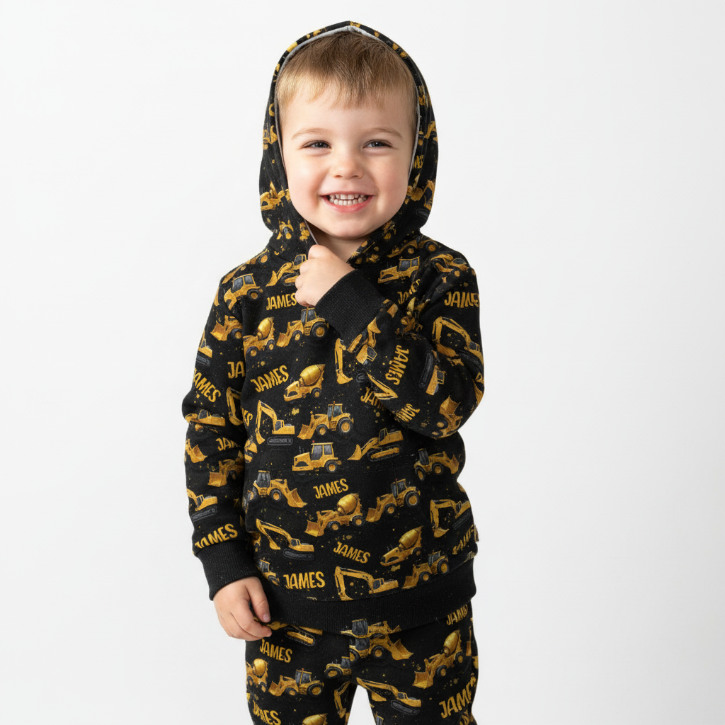 Construction Truck - Personalized Kid Kid Hoodie & Kid Jogger Sweatpants