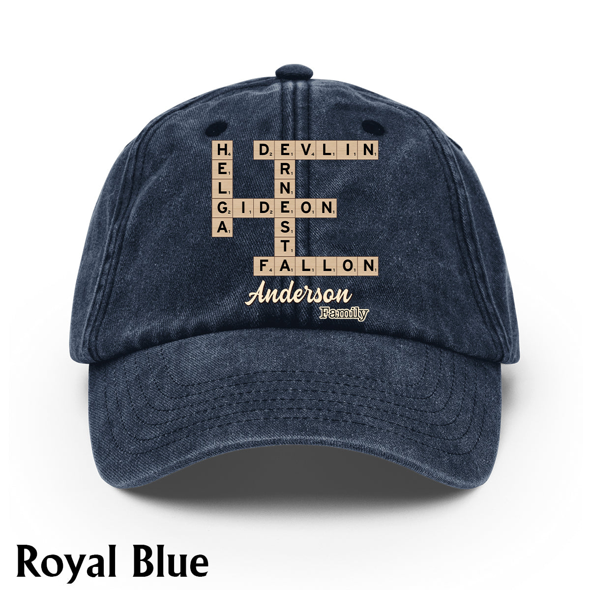 Love Family Scrabble Crossword - Personalized Scrabble Washed Denim Cap
