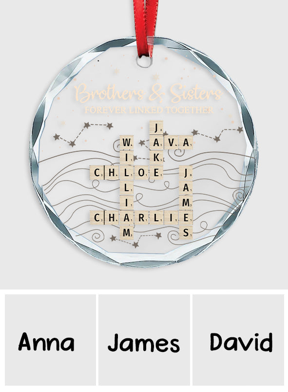 Forever Linked - Personalized Sibling Round Shaped Glass Ornament