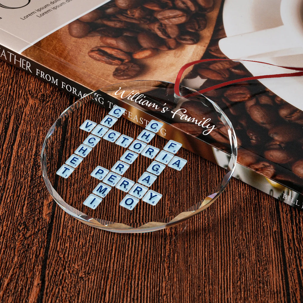 Our Family, Sea Glass Name Puzzle - Personalized Family Round Shaped Glass Ornament