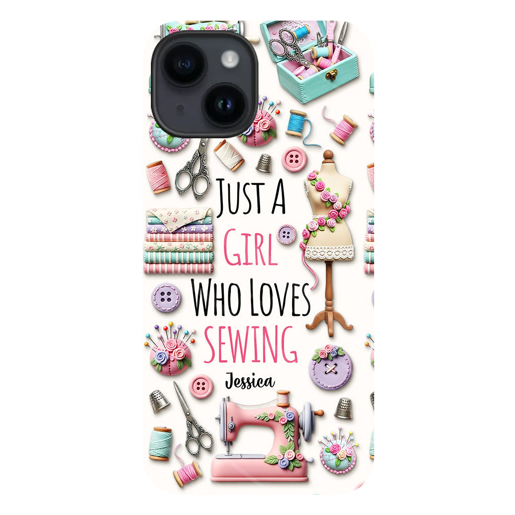 Coque de téléphone personnalisée « Juste une fille qui aime coudre » avec impression intégrale