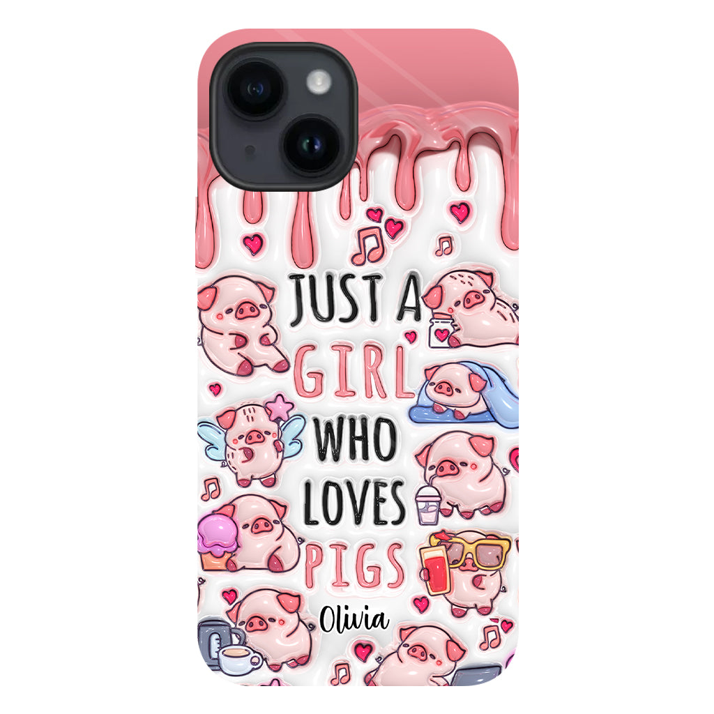 Juste une fille qui aime les cochons - Coque de téléphone personnalisée avec impression intégrale pour les amoureux des cochons