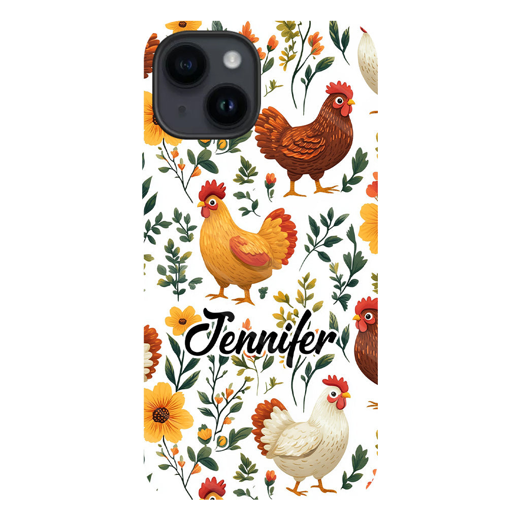Cute Floral Chickens - Personalized Chicken Full Print Phone Case