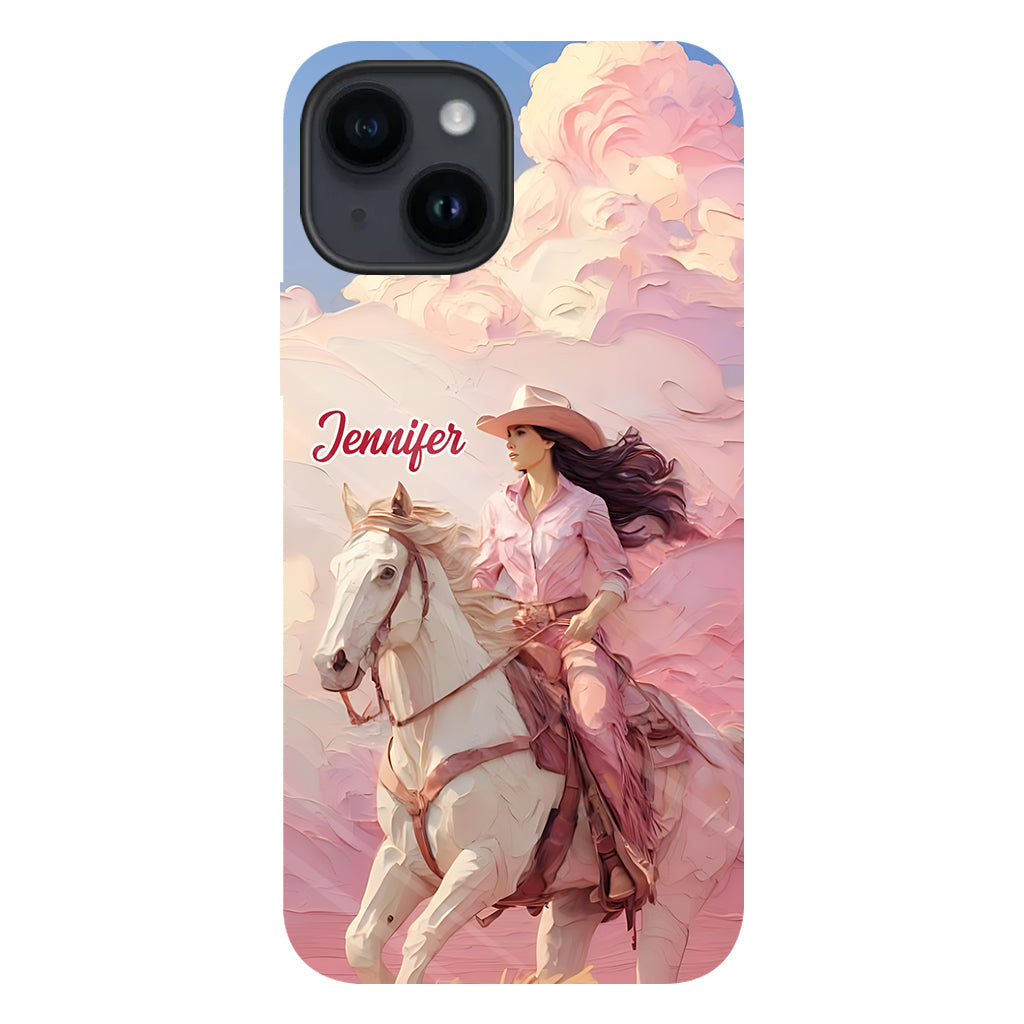 Coque de téléphone personnalisée avec imprimé intégral « Cowgirl rose »