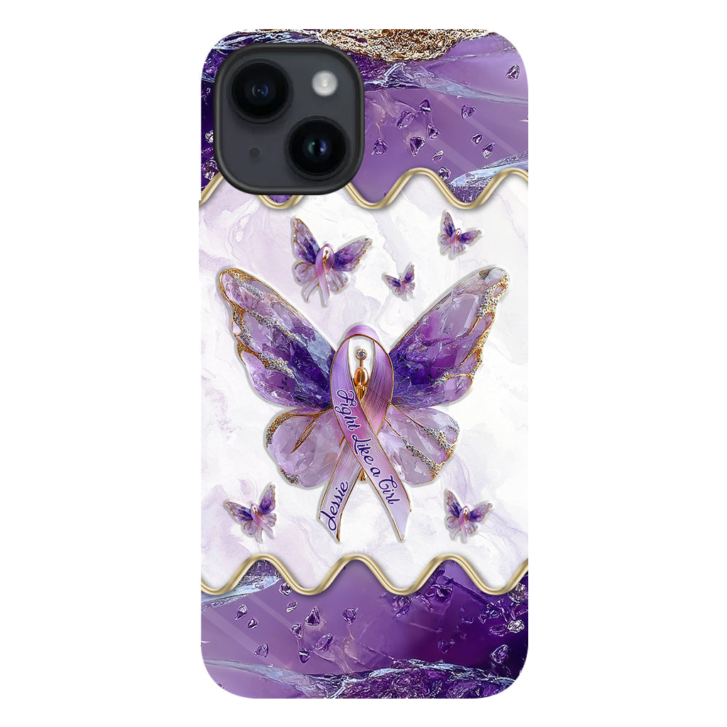 Combattez comme une fille - Coque de téléphone personnalisée avec impression intégrale pour la sensibilisation au lupus