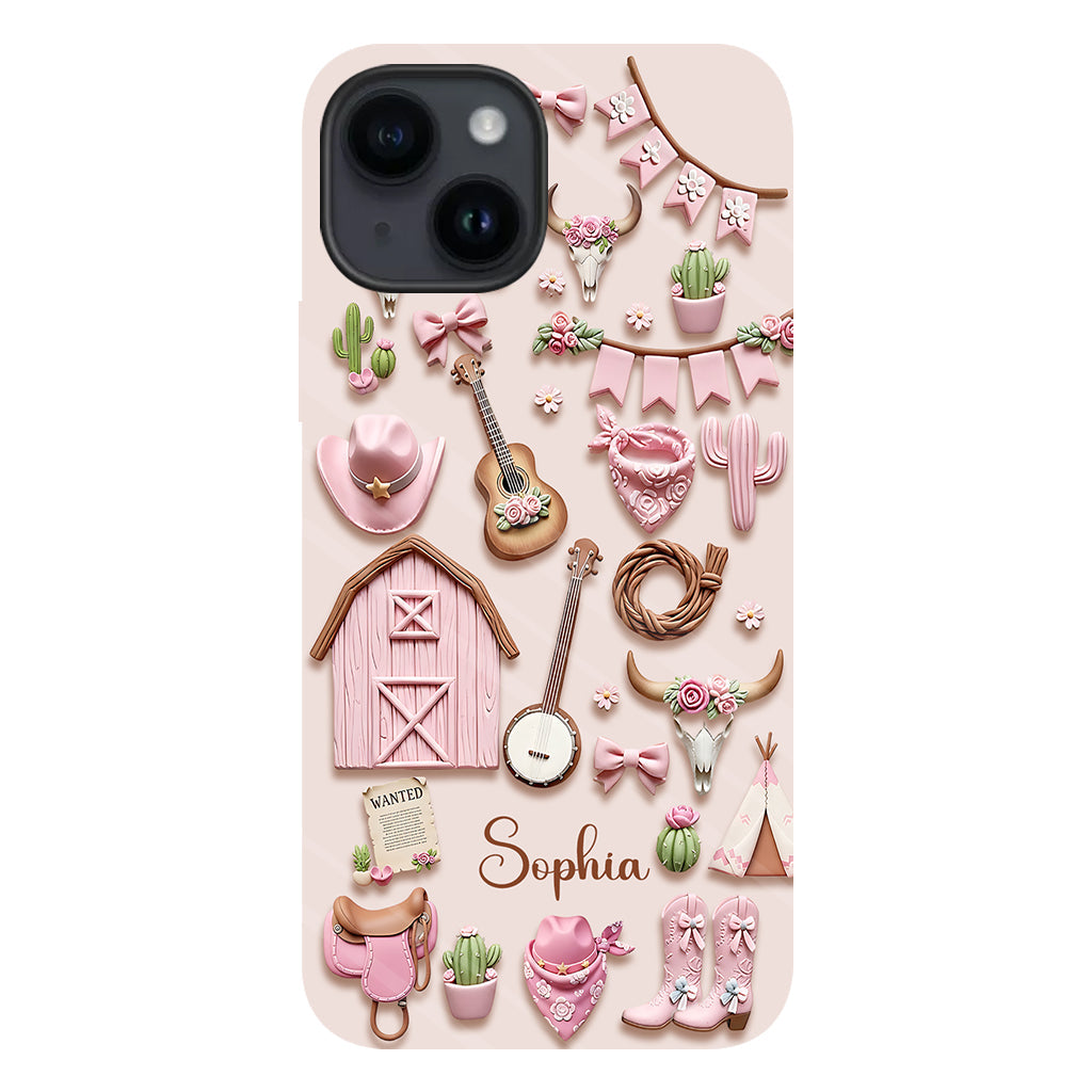 Coque de téléphone personnalisée avec imprimé intégral « Cowgirl rose »