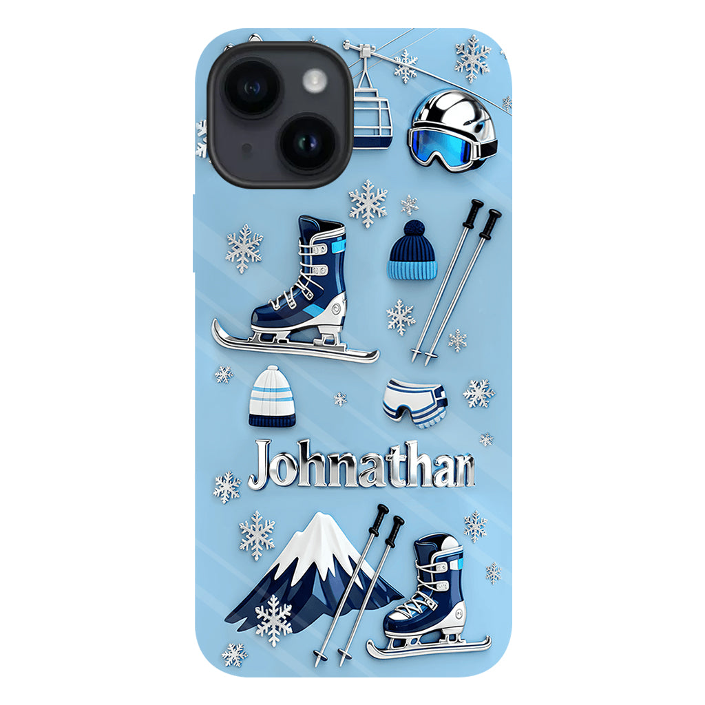 Le ski me rend heureux - Coque de téléphone personnalisée avec impression intégrale sur le thème du ski