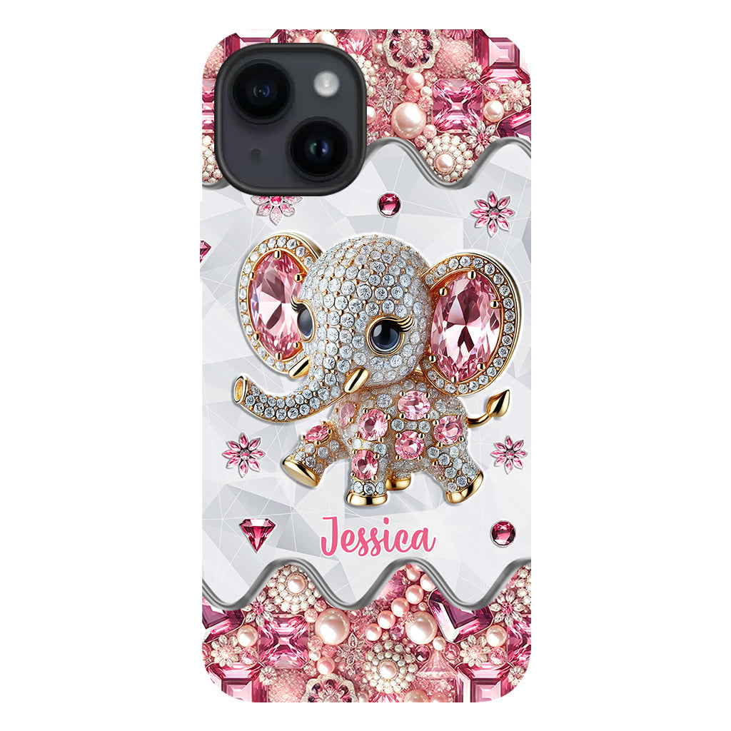 Une fille qui aime les éléphants - Coque de téléphone personnalisée avec imprimé éléphant