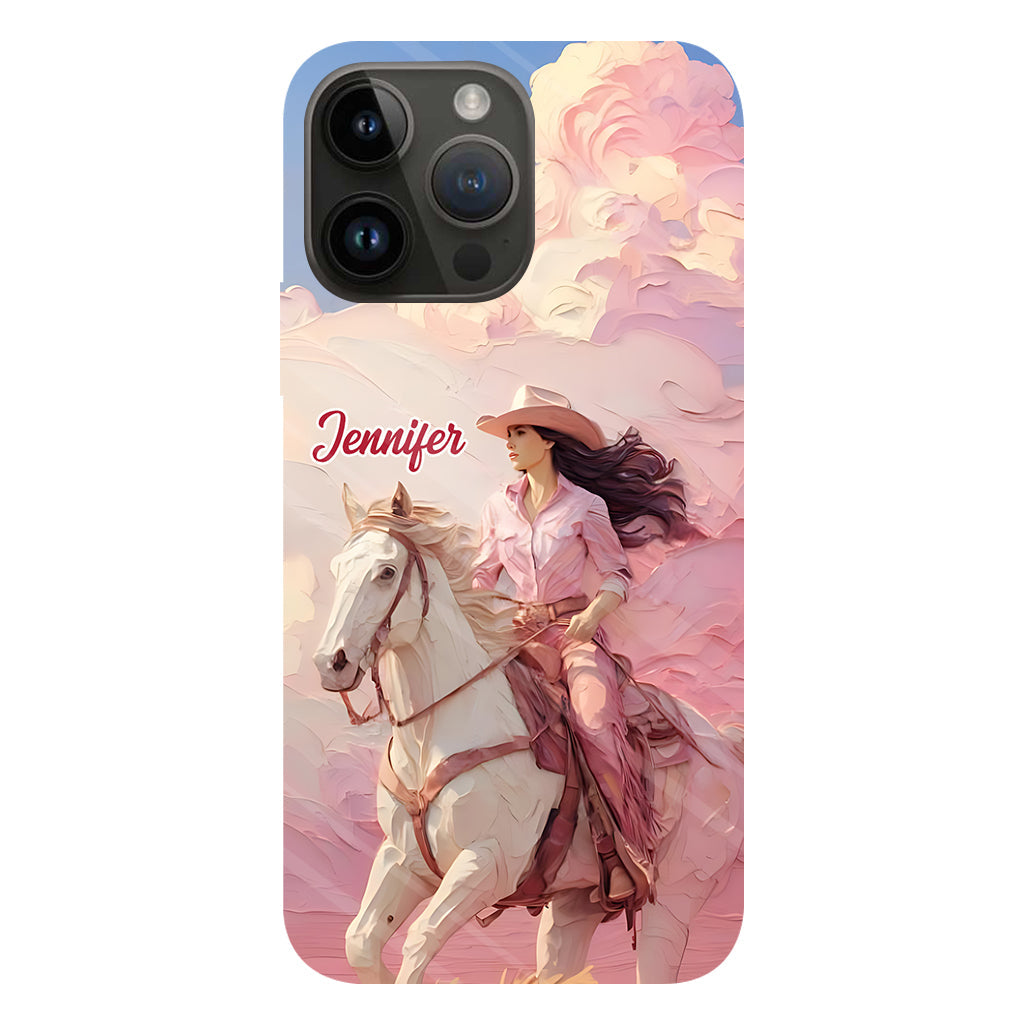Coque de téléphone personnalisée avec imprimé intégral « Cowgirl rose »