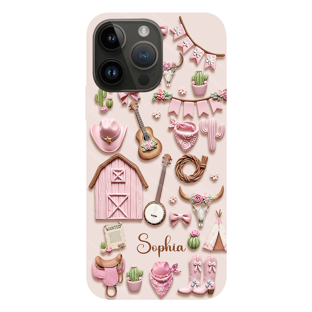 Coque de téléphone personnalisée avec imprimé intégral « Cowgirl rose »