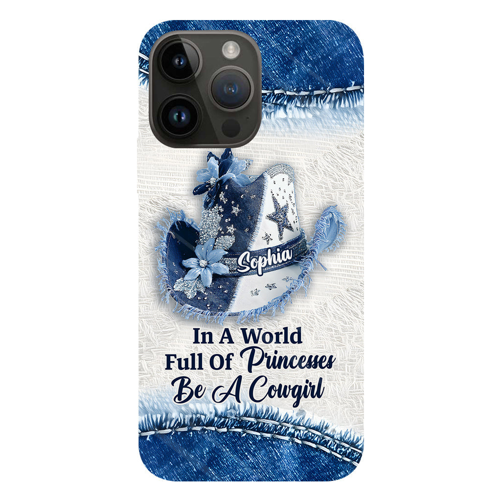 In einer Welt voller Prinzessinnen – Personalisierte Handyhülle mit Cowgirl-Print