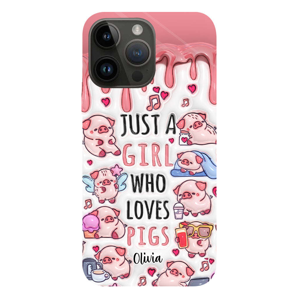 Juste une fille qui aime les cochons - Coque de téléphone personnalisée avec impression intégrale pour les amoureux des cochons