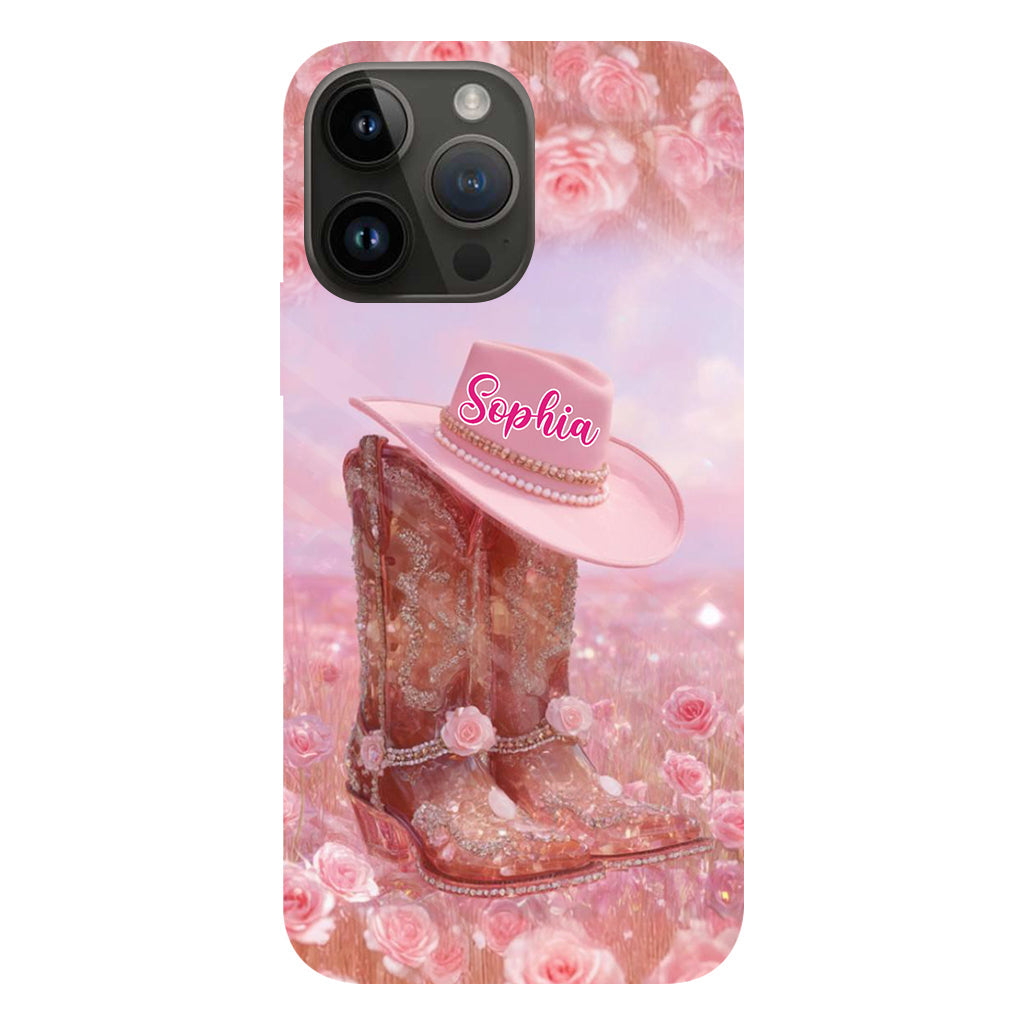 Florales Cowgirl-Motiv – Personalisierte Handyhülle und Handygriff mit Cowgirl-Vollbilddruck