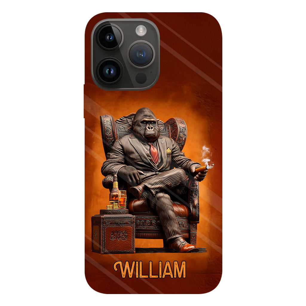 Whiskey & Cigar Gorilla - Coque de téléphone personnalisée avec impression intégrale sur le thème du whisky